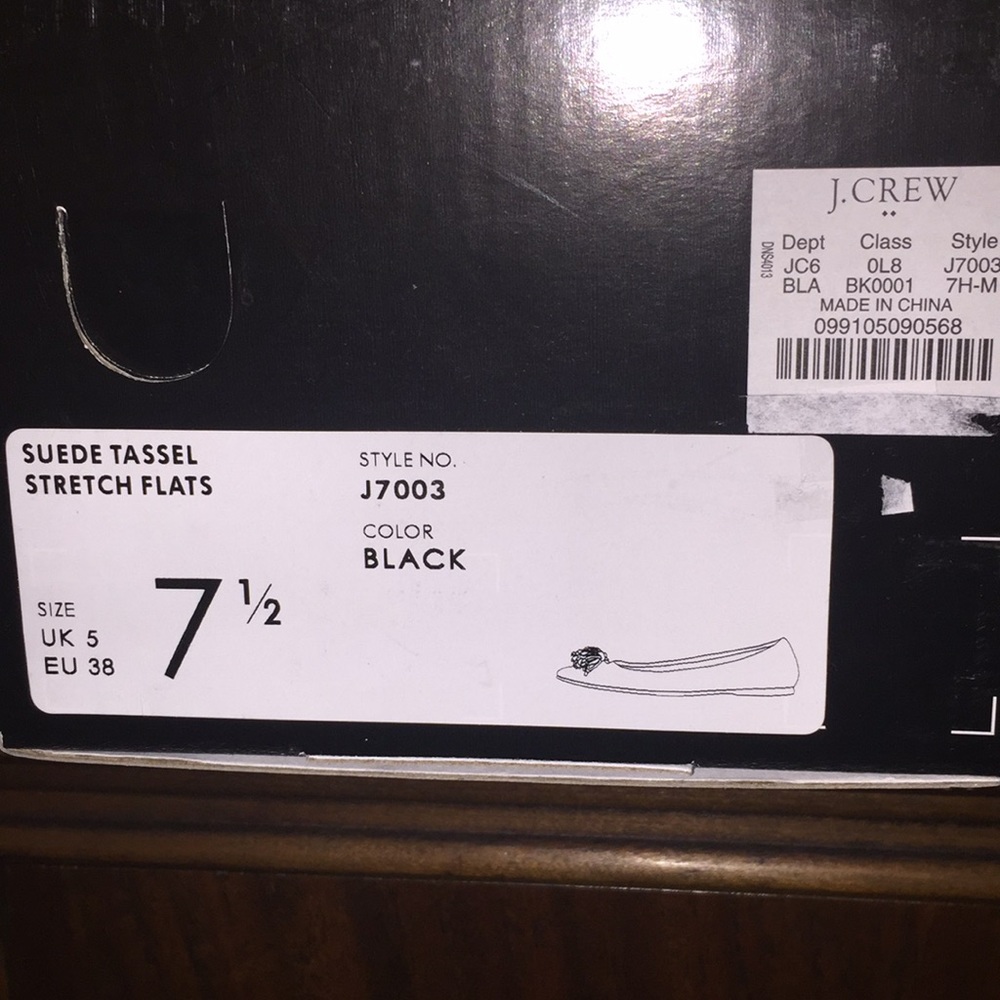 J. Crew Factory Black Pointed-Toe Ballet Flat with Bow - Picture 4 of 6